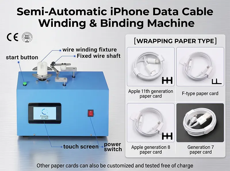 Máquina Semi-Automática de Enrolar e Amarrar Cabo de Dados iPhone WPM-K287