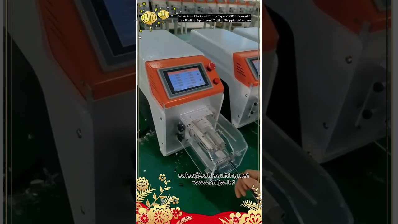 Máquina Semi-Automática de Decapagem Rotativa para Cabo Coaxial - Corte e Decapagem de Precisão